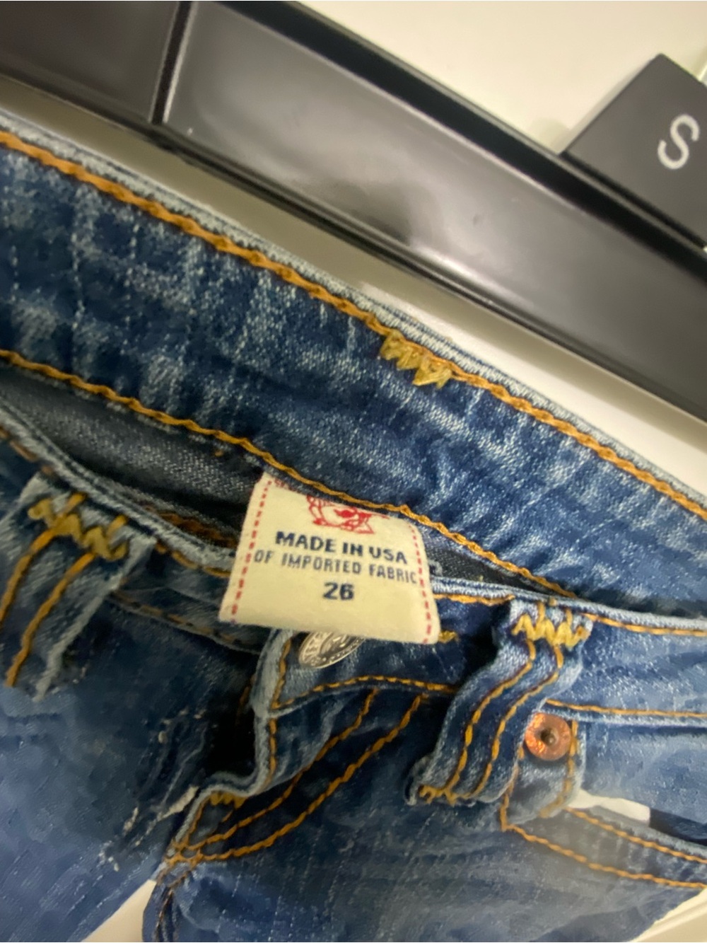 True Religion Women's Blue Flare Jeans - Distressed Mid Wash - Picture 2 of 4